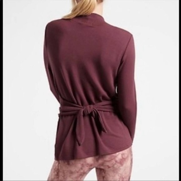 Athleta Poise Dance Wrap Tie Burgundy Sweater - Medium - Picture 6 of 16